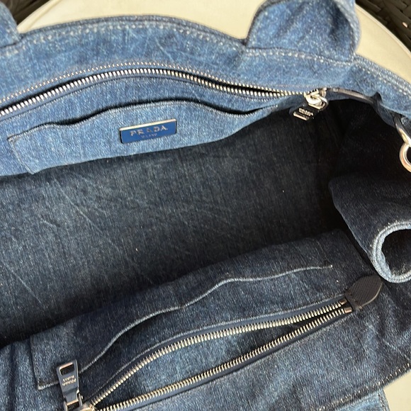 CANAPA CONVERTIBLE TOTE RHINESTONR EMBELLISHED DENIM LARGE BAG - Picture 4 of 7